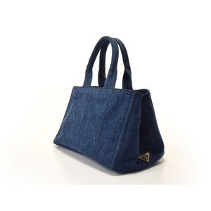 Prada Canapa Bag Blue Denim Tote Card